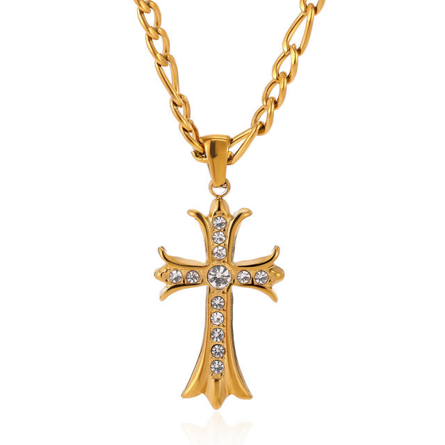 Luxury Star Moon pendant Stainless Steel Necklace diamond pendant necklace
