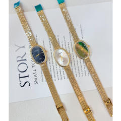 Koushi Retro Watch with Oval Shape and Exquisite Mesh steel Strap