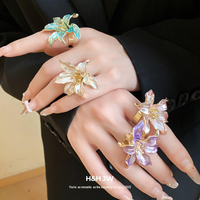 2026 New Vintage Tulip Flower Ring Chanel-Style Personalized  Adjustable Ring