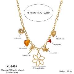 New Style Multi-Pendant Flower Butterfly Stainless Steel Necklace for Women