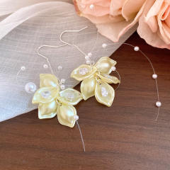 Holiday colorful acrylic petal flower dangle earrings threader earrings