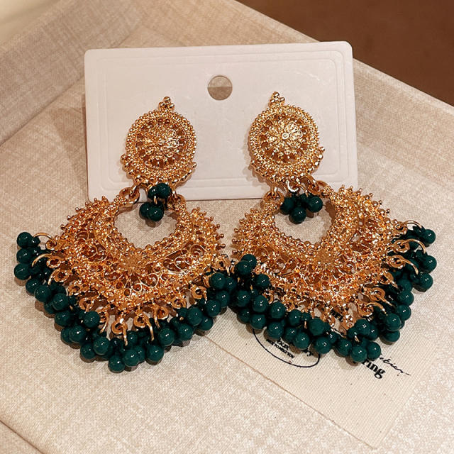 Steek Needle Diamond Water Drops Flower Pearl Earrings Ethnic Style Elegant Earrings