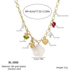 New Style Multi-Pendant Flower Butterfly Stainless Steel Necklace for Women