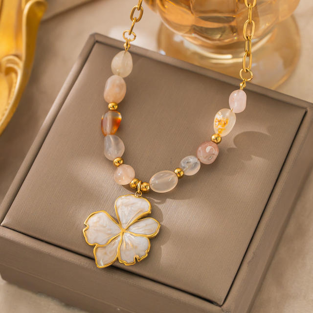 New Style Multi-Pendant Flower Butterfly Stainless Steel Necklace for Women