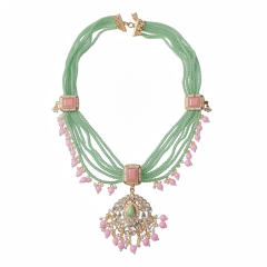 Resin Square Geometric Pearl Necklace Earring Set Vintage Jewelry for Women
