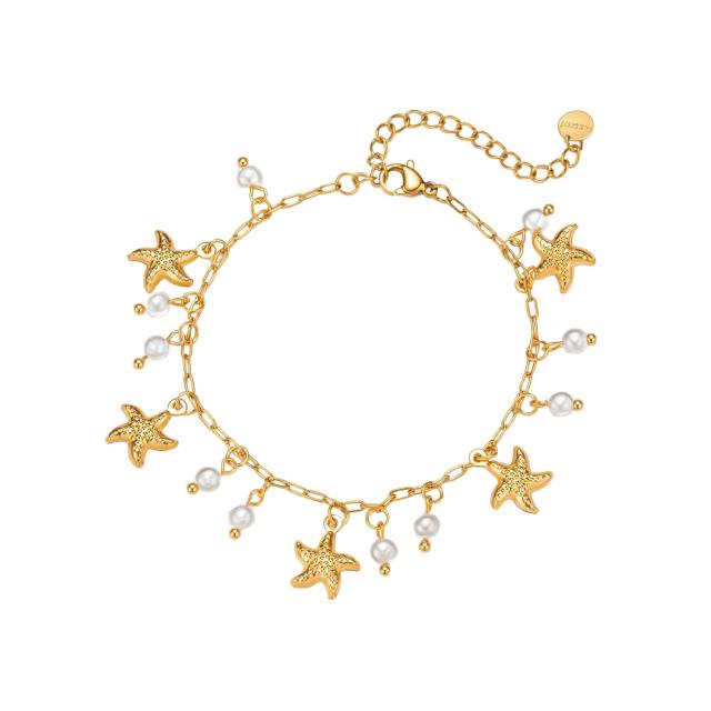 18KG fashionable colorful bead flower layer stainless steel bracelet