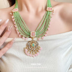 Resin Square Geometric Pearl Necklace Earring Set Vintage Jewelry for Women