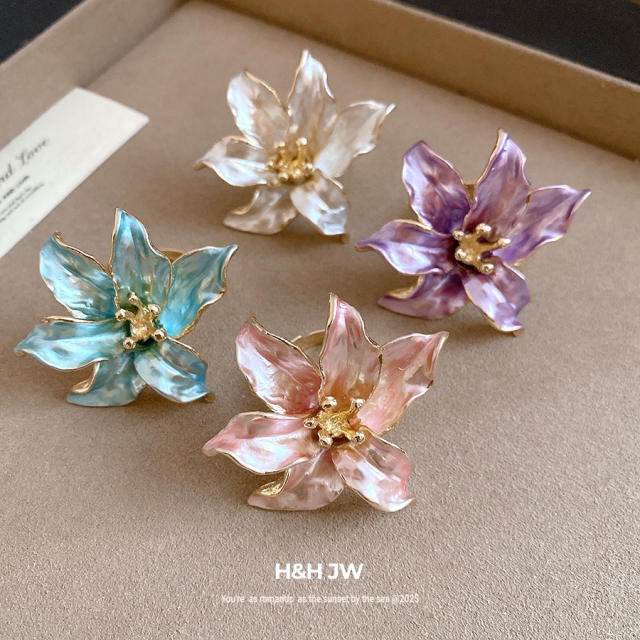 2026 New Vintage Tulip Flower Ring Chanel-Style Personalized  Adjustable Ring