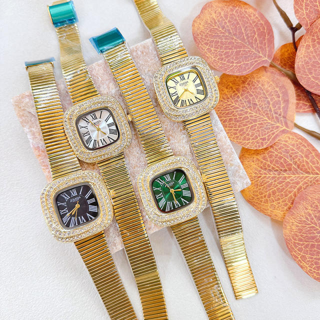 Hot-Selling Small Square Watches for Women steel band diamond watch