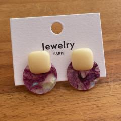 French styel sweet round shape colorful acrylic studs earrings