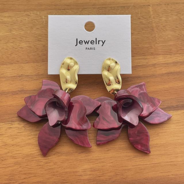 Super Fairy-Like Flower Earrings for Women French Style Exaggerated acrylic earrings
