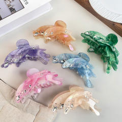 Texture Water Drop Diamond Butterfly Hair Clip 13cm Large hair claw clips
