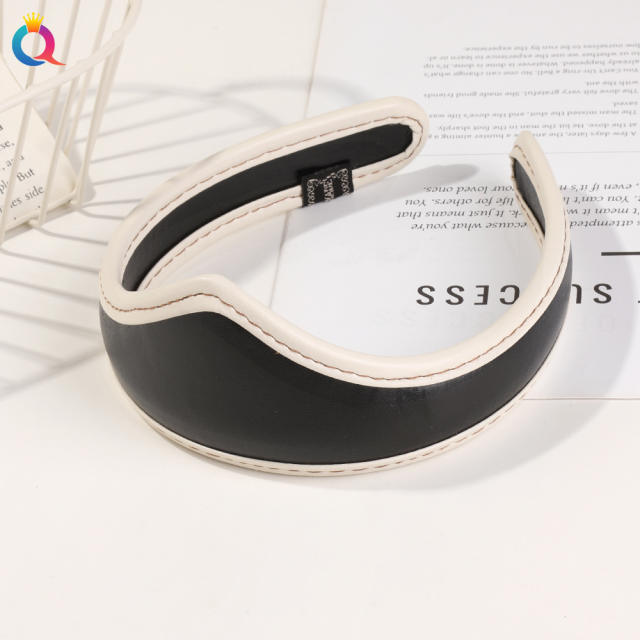 Vintage PU leather crown shape headband for women