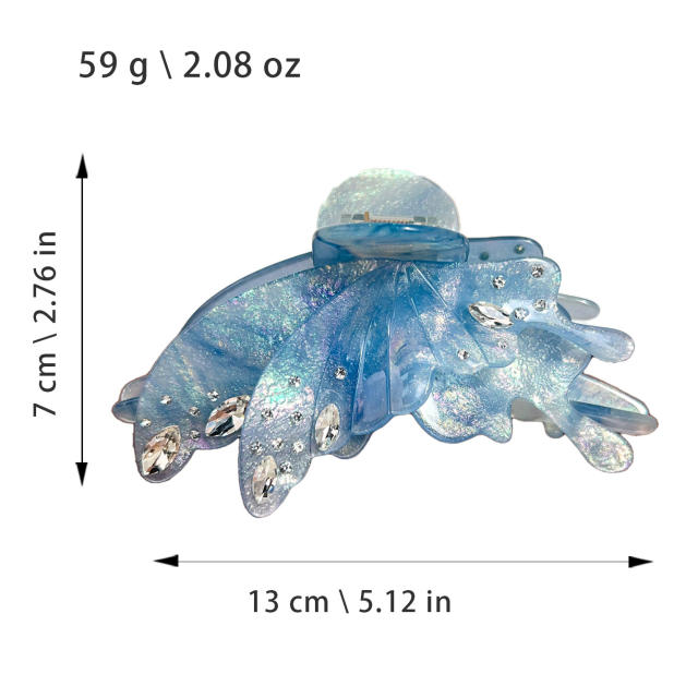 Texture Water Drop Diamond Butterfly Hair Clip 13cm Large hair claw clips