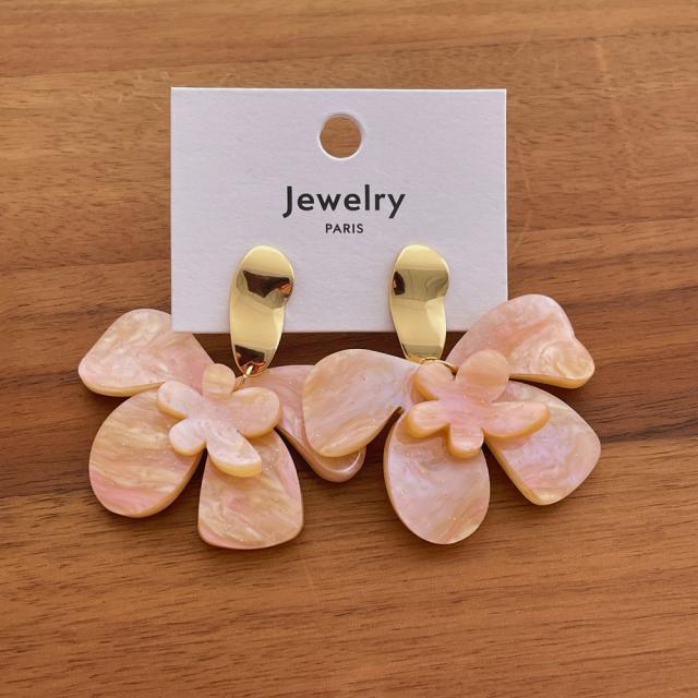 French-Style Super Fairy Flower Earrings Seaside Vacation Style Exaggerated resin earrings