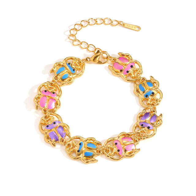 Stainless Steel bracelet 18K Gold enamel Multi-Element Exquisite Small Jewelry for Women