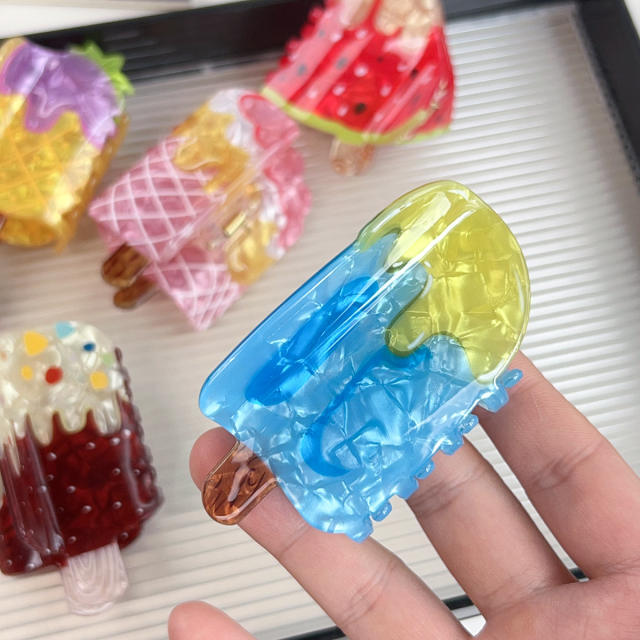 Creative Holiday Style Watermelon Ice Cream Hair Clip Summer Cartoon hair claw clips