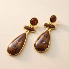 Vintage Water Drop Resin Stainless Steel Earrings