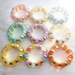 Fashion Acrylic Bracelet with Gold Splicing Curved Tube Bracelet