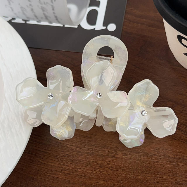 Large Acetate Flower Hair Clip with High-Quality Texture Rhinestone Embellishments