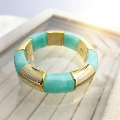 Fashion Gradient Color Resin Bracelet for Women Personalized Geometric Imitation Metal Elastic Rope Acrylic Bracelet
