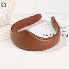 Vintage PU leather crown shape headband for women