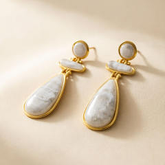 Vintage Water Drop Resin Stainless Steel Earrings
