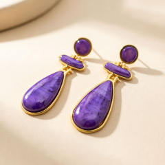 Vintage Water Drop Resin Stainless Steel Earrings