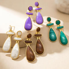 Vintage Water Drop Resin Stainless Steel Earrings