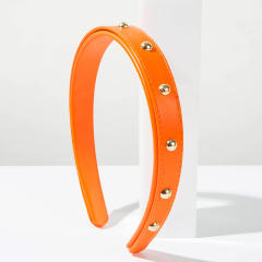 Vintage PU leather revet headband for women