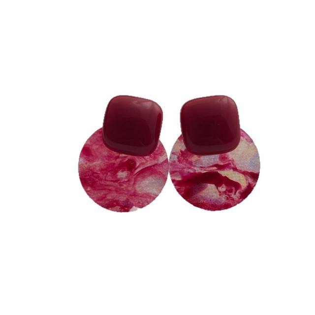 French styel sweet round shape colorful acrylic studs earrings