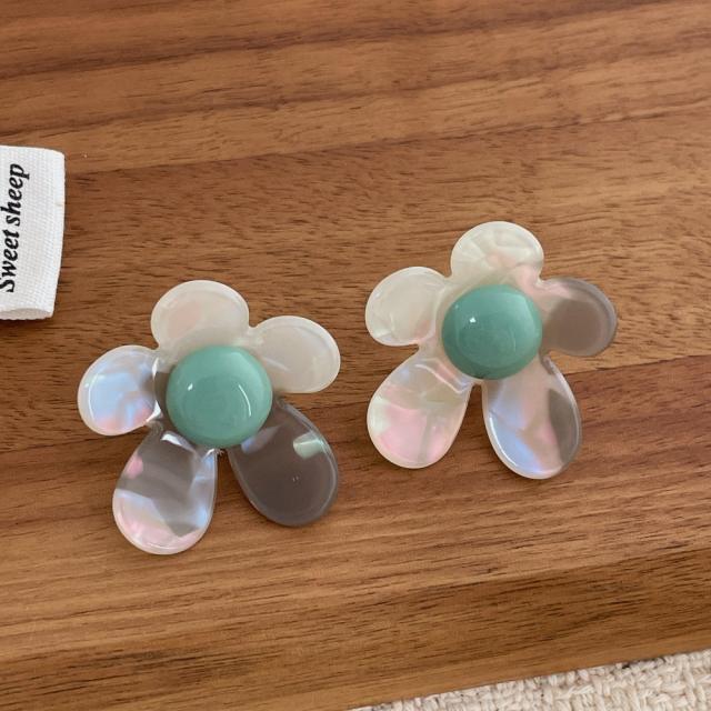 Summer Fresh and Colorful Acrylic Five-Petal Flower Earrings