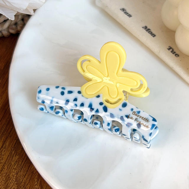 Summer colorful flower Acetic acid gripper hair claw clips for women