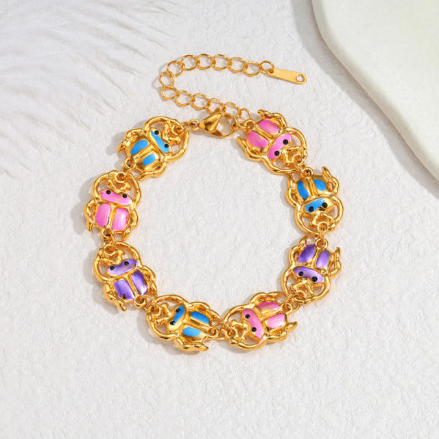 Stainless Steel bracelet 18K Gold enamel Multi-Element Exquisite Small Jewelry for Women