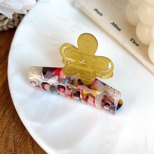 Summer colorful flower Acetic acid gripper hair claw clips for women