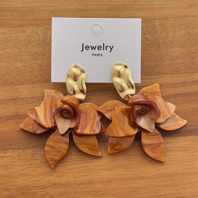 Super Fairy-Like Flower Earrings for Women French Style Exaggerated acrylic earrings