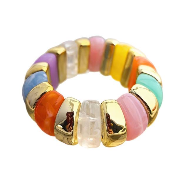 Fashion Acrylic Bracelet with Gold Splicing Curved Tube Bracelet