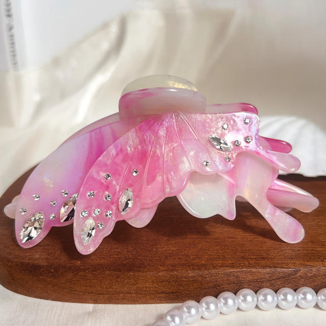 Texture Water Drop Diamond Butterfly Hair Clip 13cm Large hair claw clips