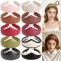 Vintage PU leather crown shape headband for women