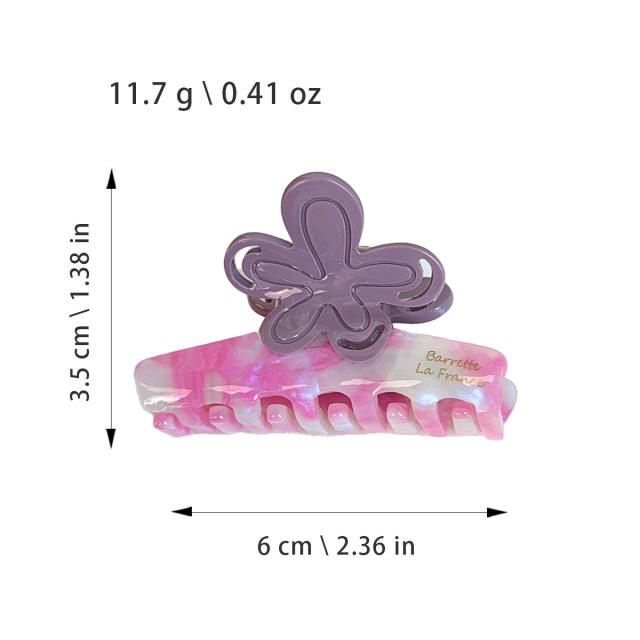 Summer colorful flower Acetic acid gripper hair claw clips for women