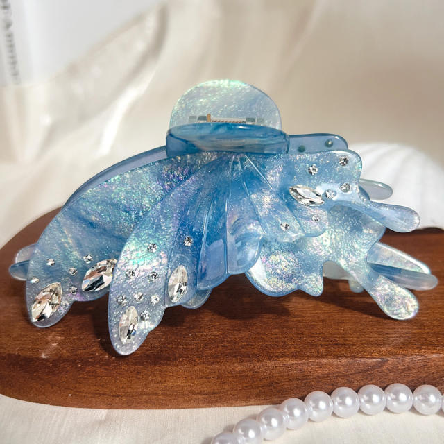 Texture Water Drop Diamond Butterfly Hair Clip 13cm Large hair claw clips