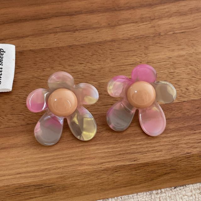 Summer Fresh and Colorful Acrylic Five-Petal Flower Earrings