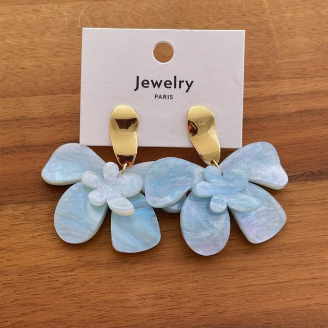 French-Style Super Fairy Flower Earrings Seaside Vacation Style Exaggerated resin earrings