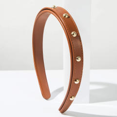 Vintage PU leather revet headband for women