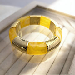 Fashion Gradient Color Resin Bracelet for Women Personalized Geometric Imitation Metal Elastic Rope Acrylic Bracelet