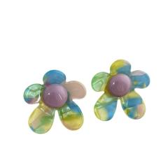 Summer Fresh and Colorful Acrylic Five-Petal Flower Earrings