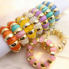 Fashion Acrylic Bracelet with Gold Splicing Curved Tube Bracelet