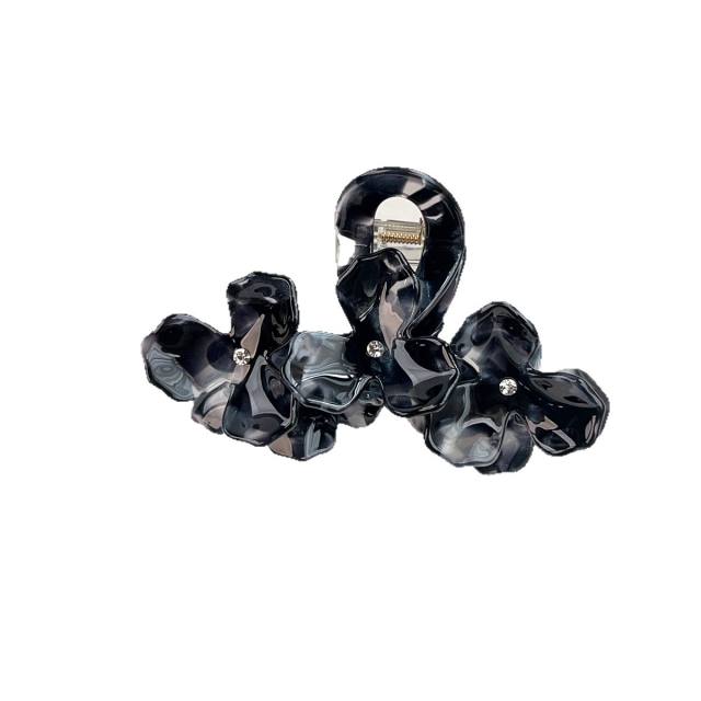 Large Acetate Flower Hair Clip with High-Quality Texture Rhinestone Embellishments