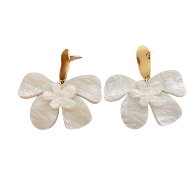 French-Style Super Fairy Flower Earrings Seaside Vacation Style Exaggerated resin earrings