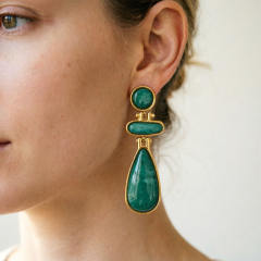 Vintage Water Drop Resin Stainless Steel Earrings